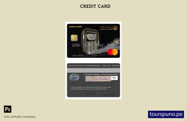 listo para imprimir plantilla de mastercard mundial del Banco Nacional de Egipto